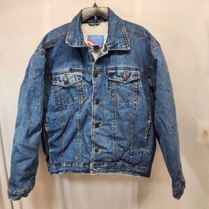 LADA Brand Men’s Large Vintage Denim Sherpa Lined Jacket Button-up